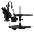 Amscope 3.5X-180X Trinocular Stereo Zoom Microscope, Single-Arm Boom Stand, 144-LED Light, HD Camera SM-3TZZ-144A-HC2-B